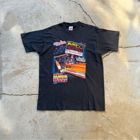 1996 nascar nhra single stitch vintage tshirt blk drag racing 9th annual - Picture 1 of 3